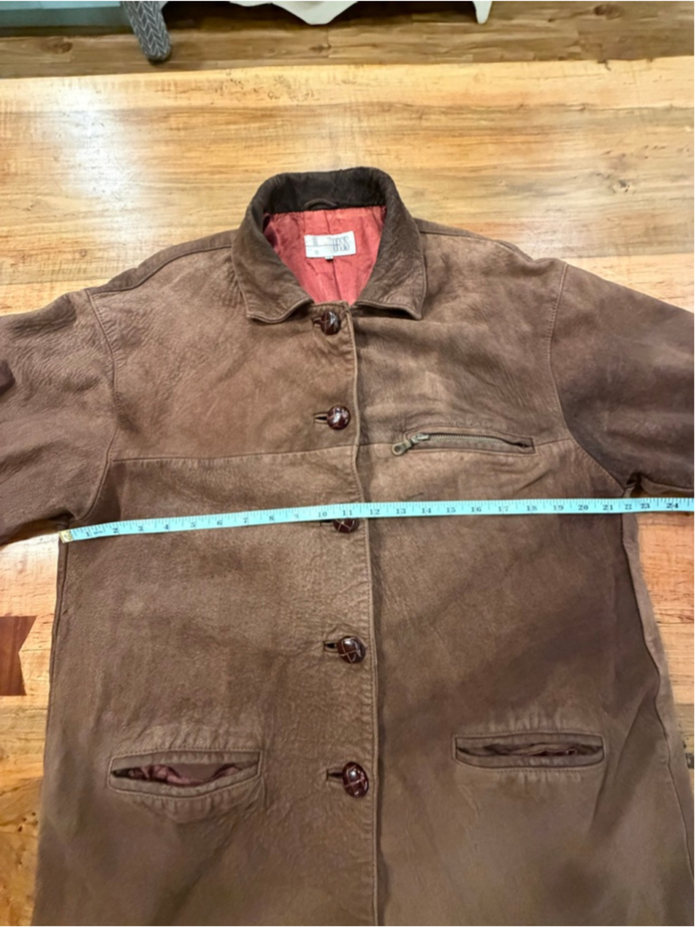 Vintage OASIS Brown Suede Leather Jacket Minimalist Western Cowboy Rancher Coat - Picture 10 of 12